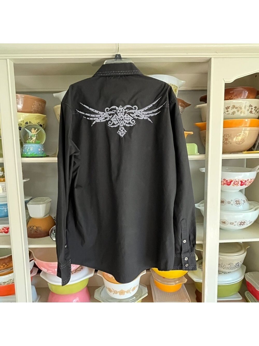 Ace of Diamond Black Embroidered Western Shirt - Size Large